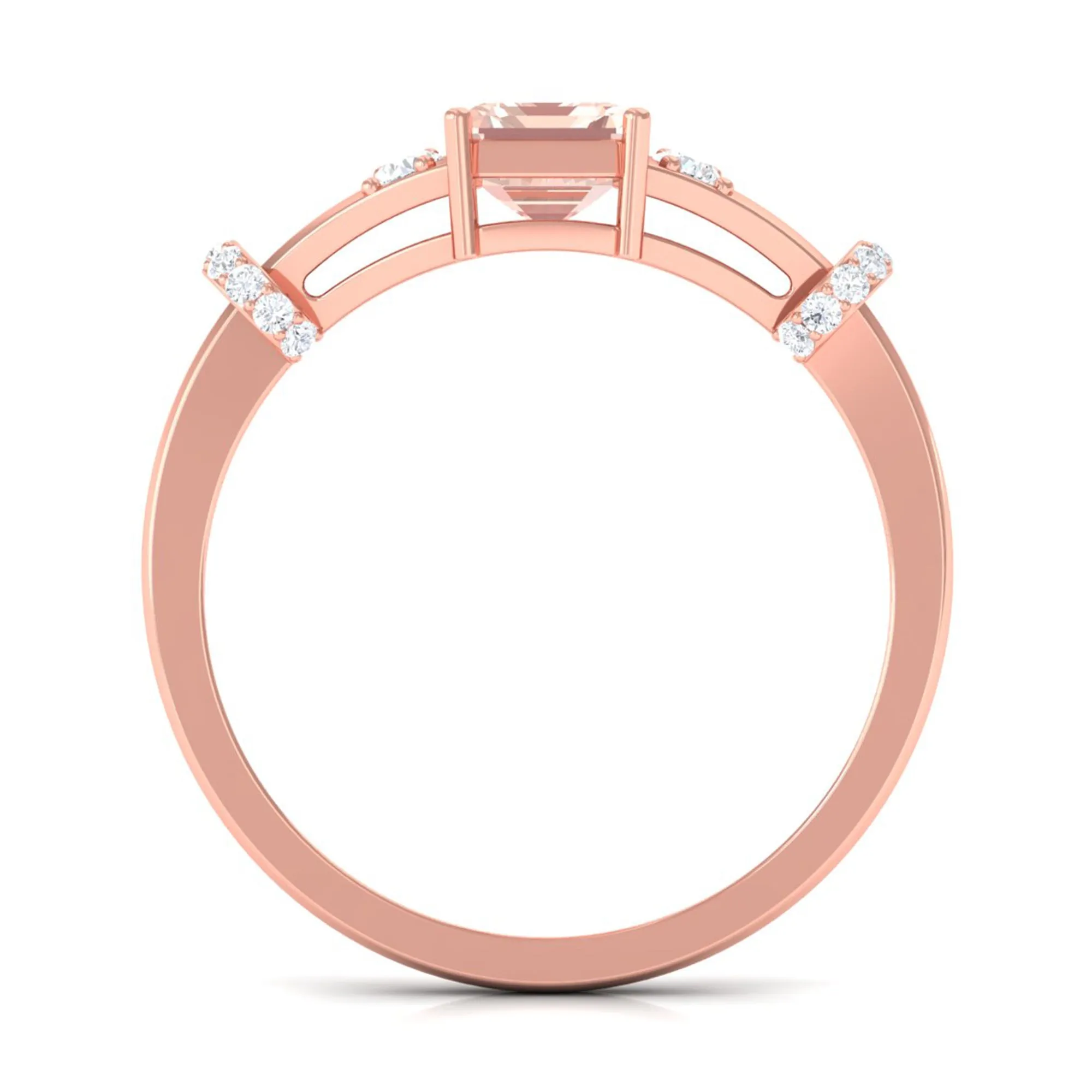 1.25 Ct Designer Morganite and Diamond Engagement Ring