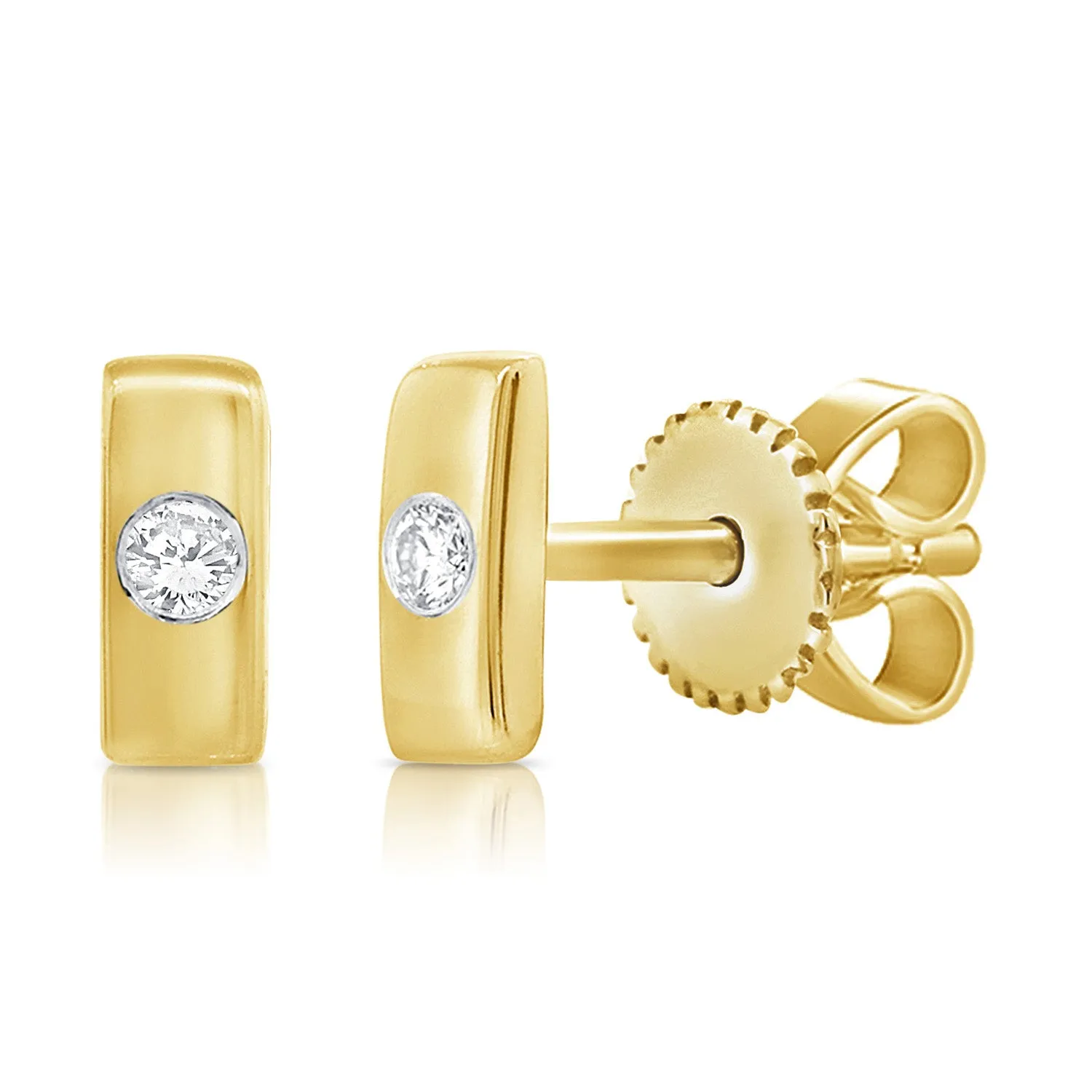 14k Gold & Diamond Stud Earrings - 0.03ct