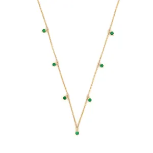 14K Gold Emerald Bezel By the Yard Necklace