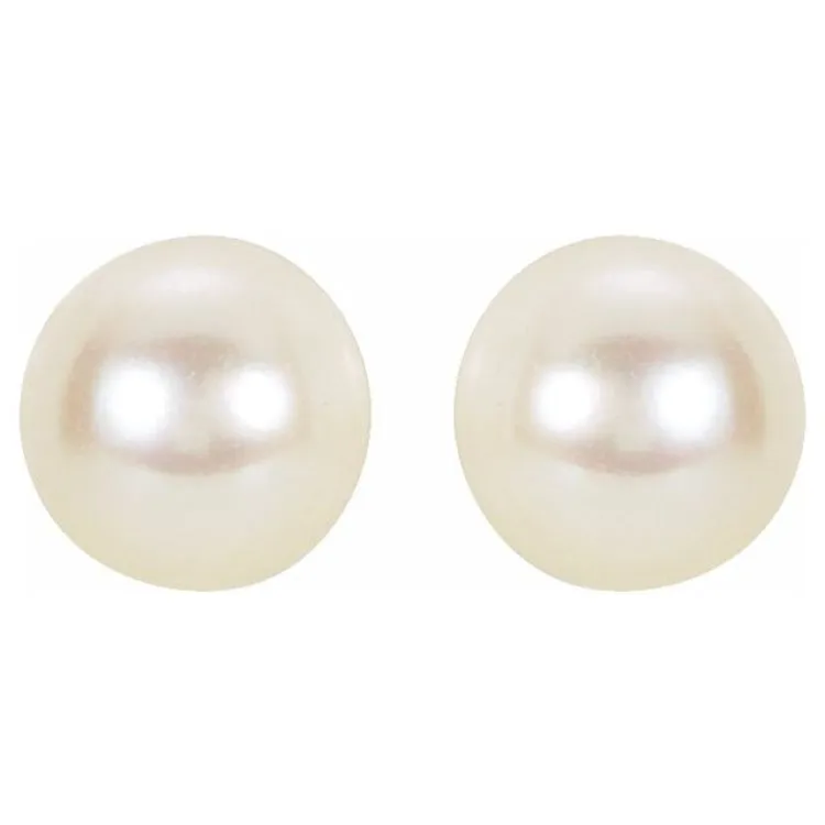 14K Yellow 6 mm Cultured White Akoya Pearl Earrings