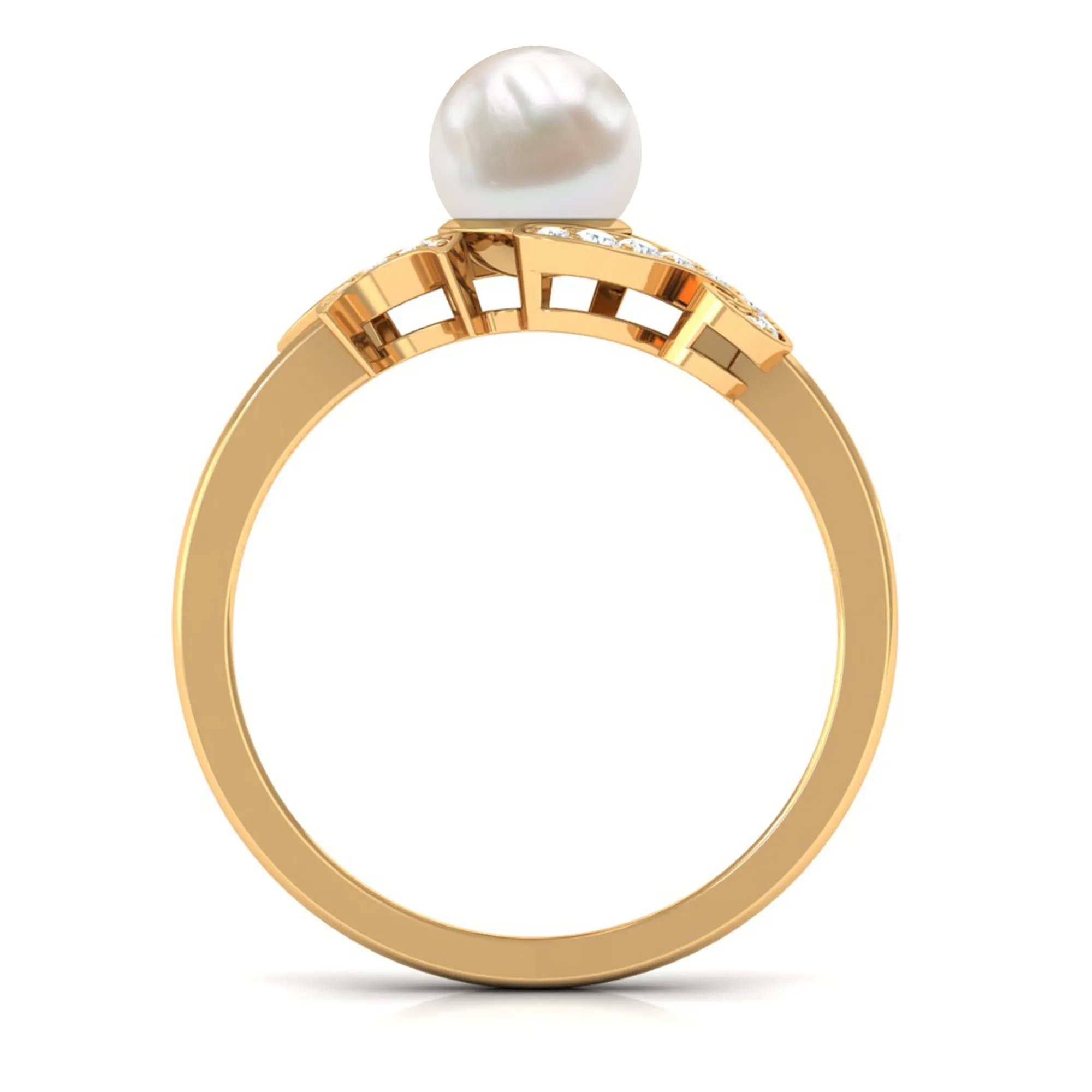 3.25 CT Designer Freshwater Pearl Engagement Ring with Diamond