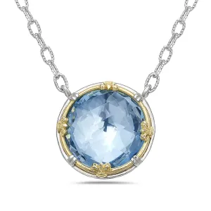AT 816AT-B 2T LG BLUE TOPAZ CIRCLE NECKLACE