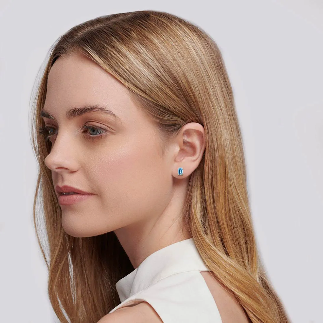AVIANA - Emerald Aqua Spinel 18k Yellow Gold Stud Earrings