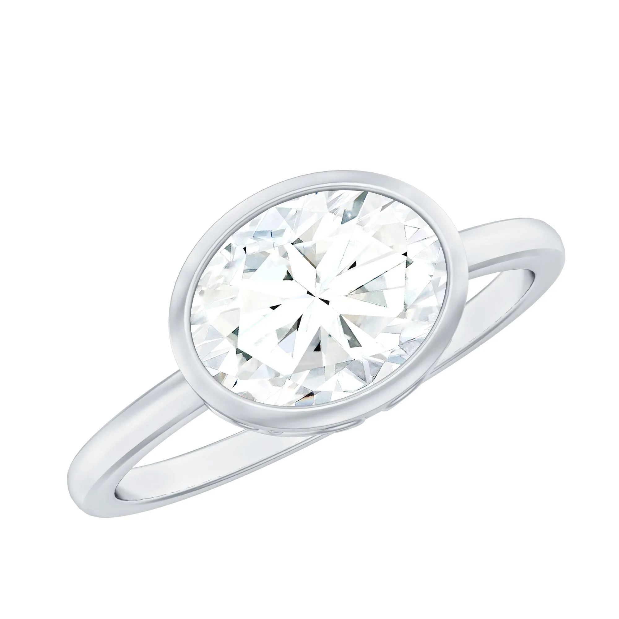 Certified Moissanite East West Engagement Ring
