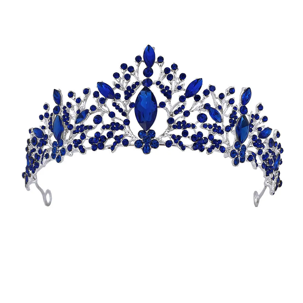 Crystal Crown Rhinestone Earrings Necklace 3 Pieces Set Exquisite Women's Jewelry Accessories
