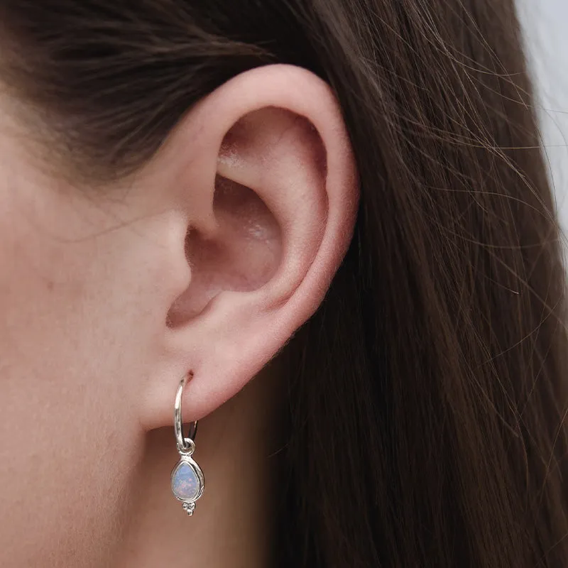 Gaia Hoop, White Opal, Silver