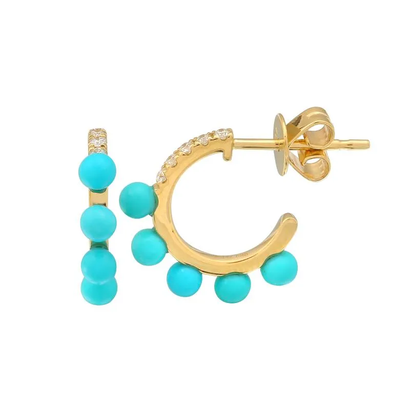 Gemstone Beaded Post Hoop Earrings