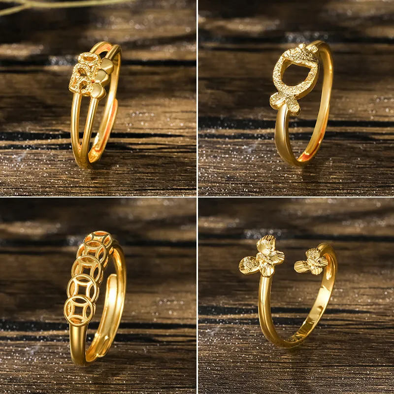 Jewelry alloy gold-plated bow ring women's fashion retro love open index finger ring live mouth ring