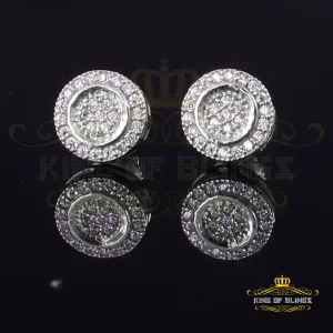 King of Blings- Aretes Para Hombre 925 White Silver Women's 0.5ct Cubic Zirconia Round Earrings