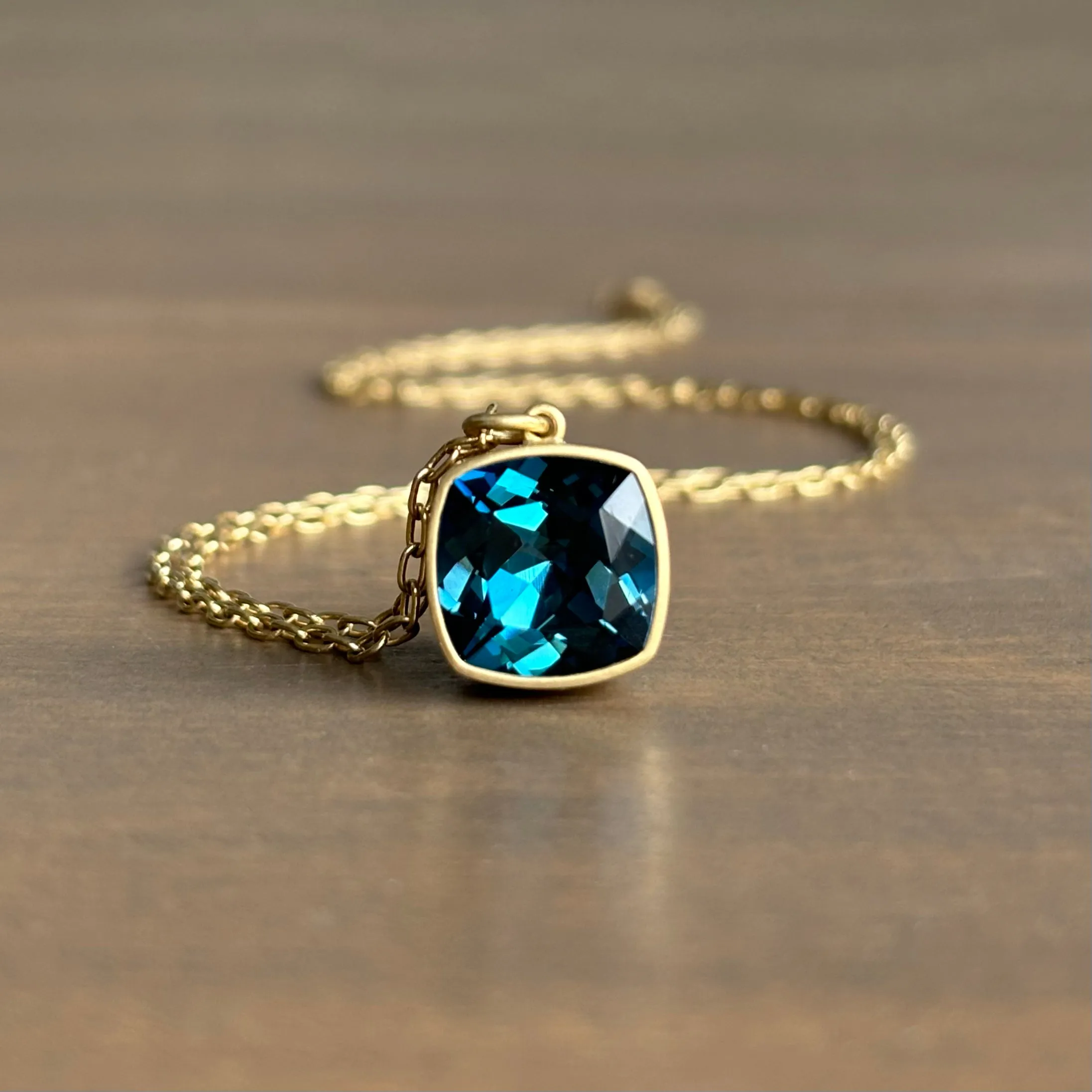 London Blue Topaz Cushion Pendant
