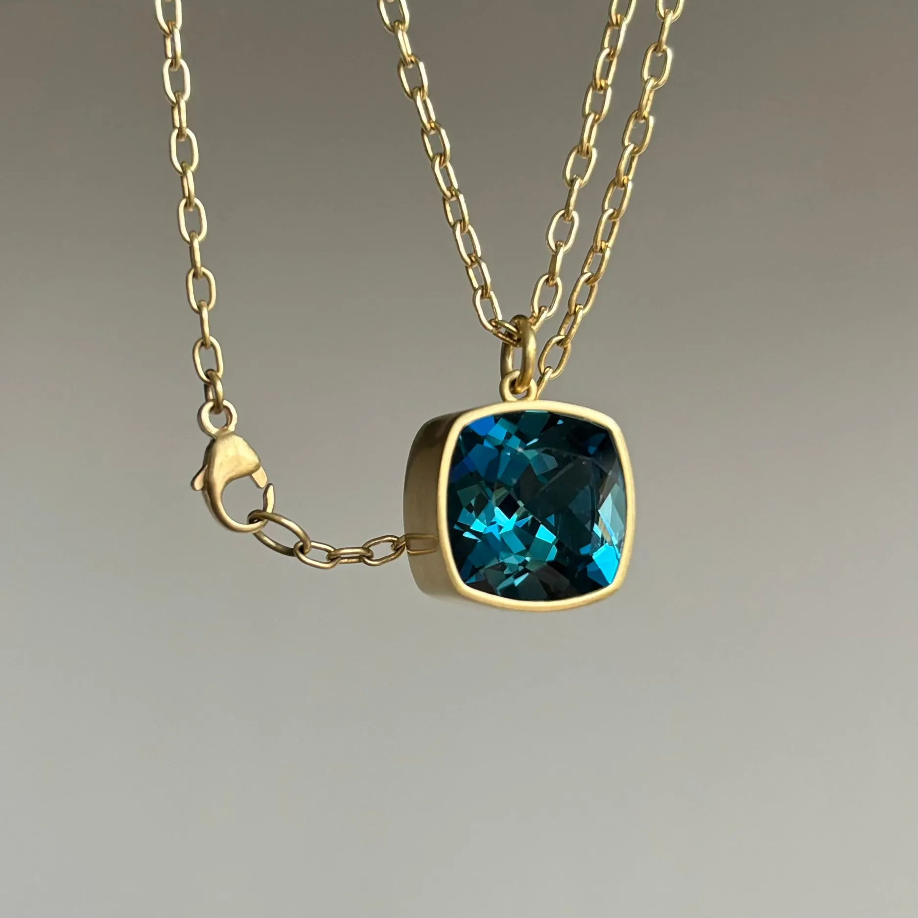 London Blue Topaz Cushion Pendant