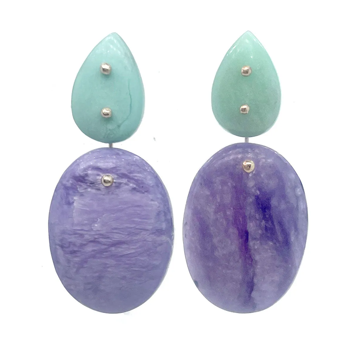 Mobile Earrings Chrysoprase Charoite