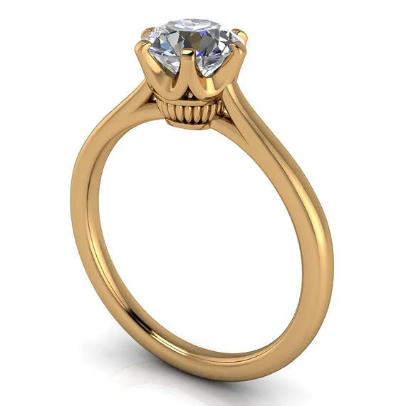 Moissanite Solitaire Engagement Ring 6 Prong Setting - Liza