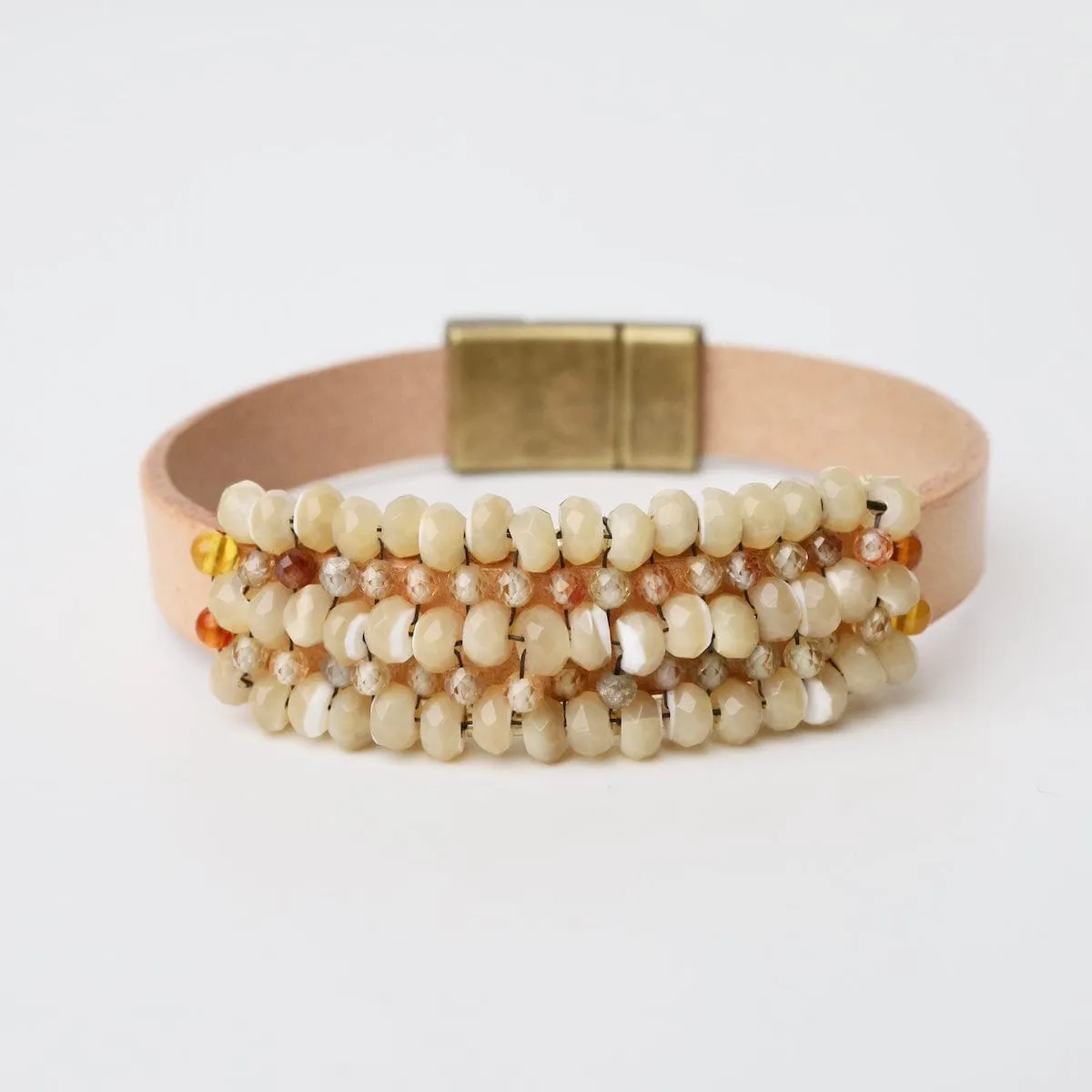 Mother of Pearl with Amber Trim & Yellow Zircon Bracelet