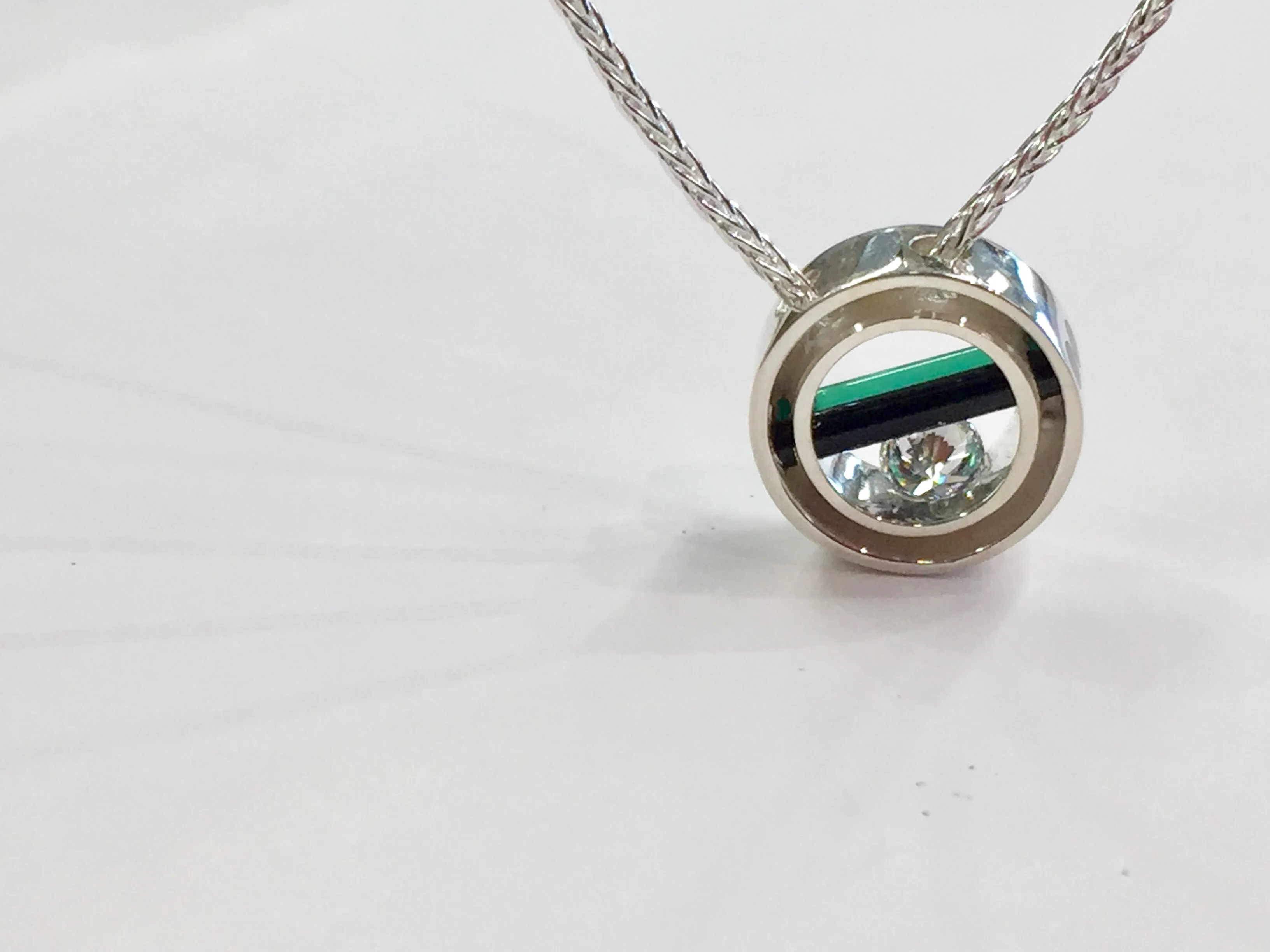 Silver Green And Black Onyx Cubic Zirconia Pendant
