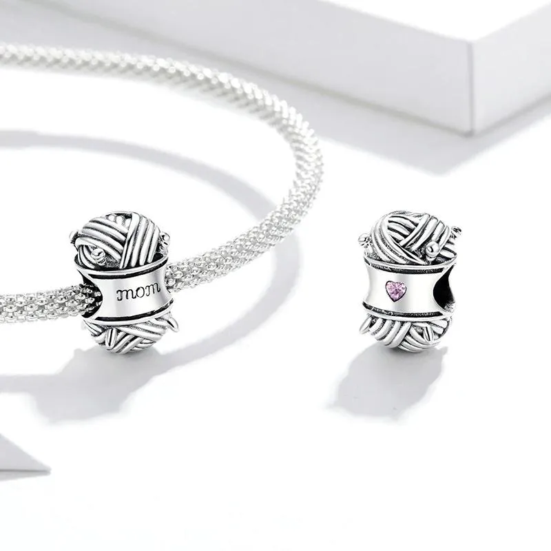 Sterling Silver Ball of Yarn Mom Charm Beads