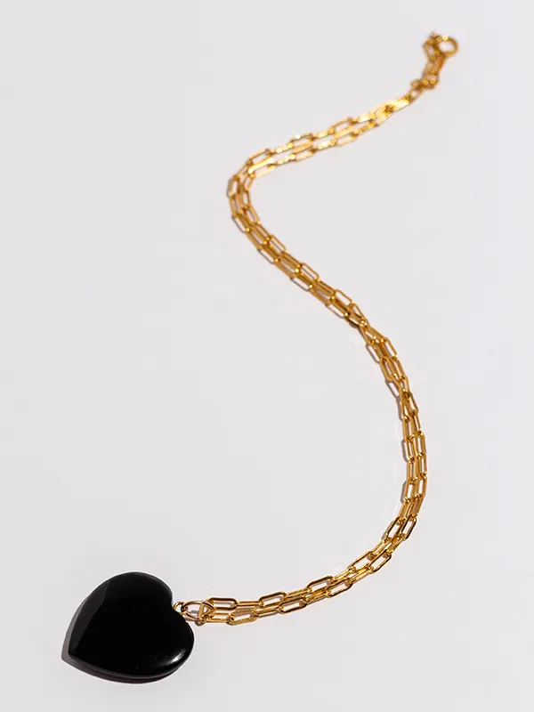 Stevie Black Onyx Heart Pendant Necklace