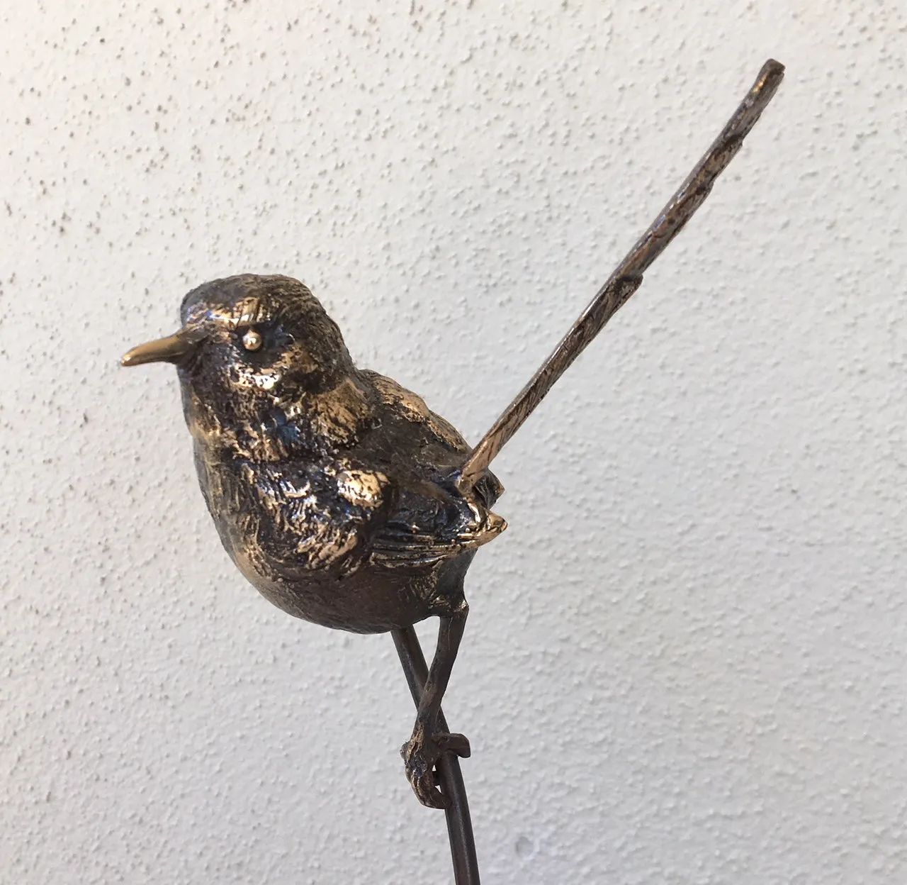 Superb Fairy Wren on Reed with Green Violet Boulder Opal