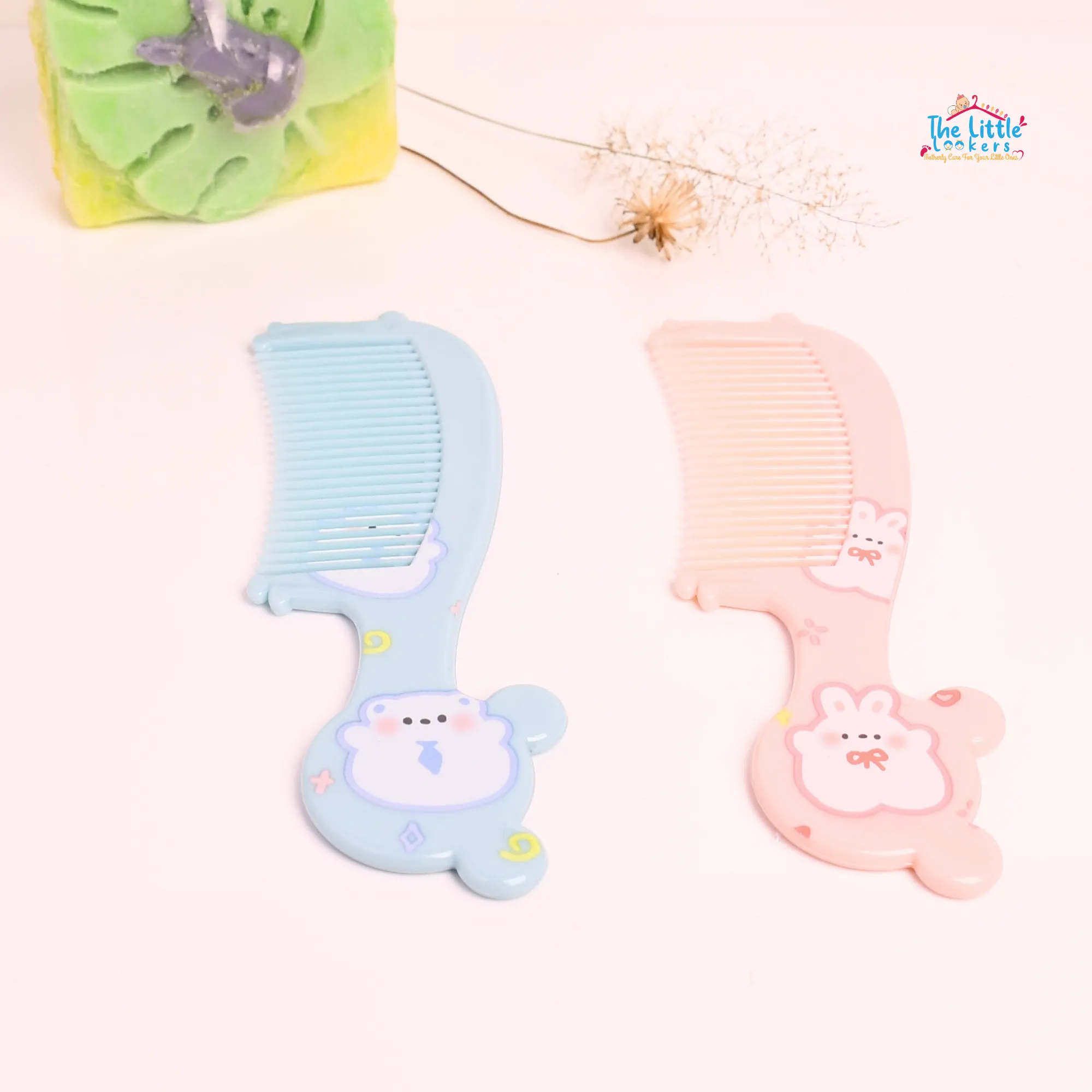 THE LITTLE LOOKERS Baby Hair Comb Set I Kids Hair Brush I Baby Comb for Wet, Dry, Curly Hairs Kids with Wide Tooth Comb (Pack of 2)