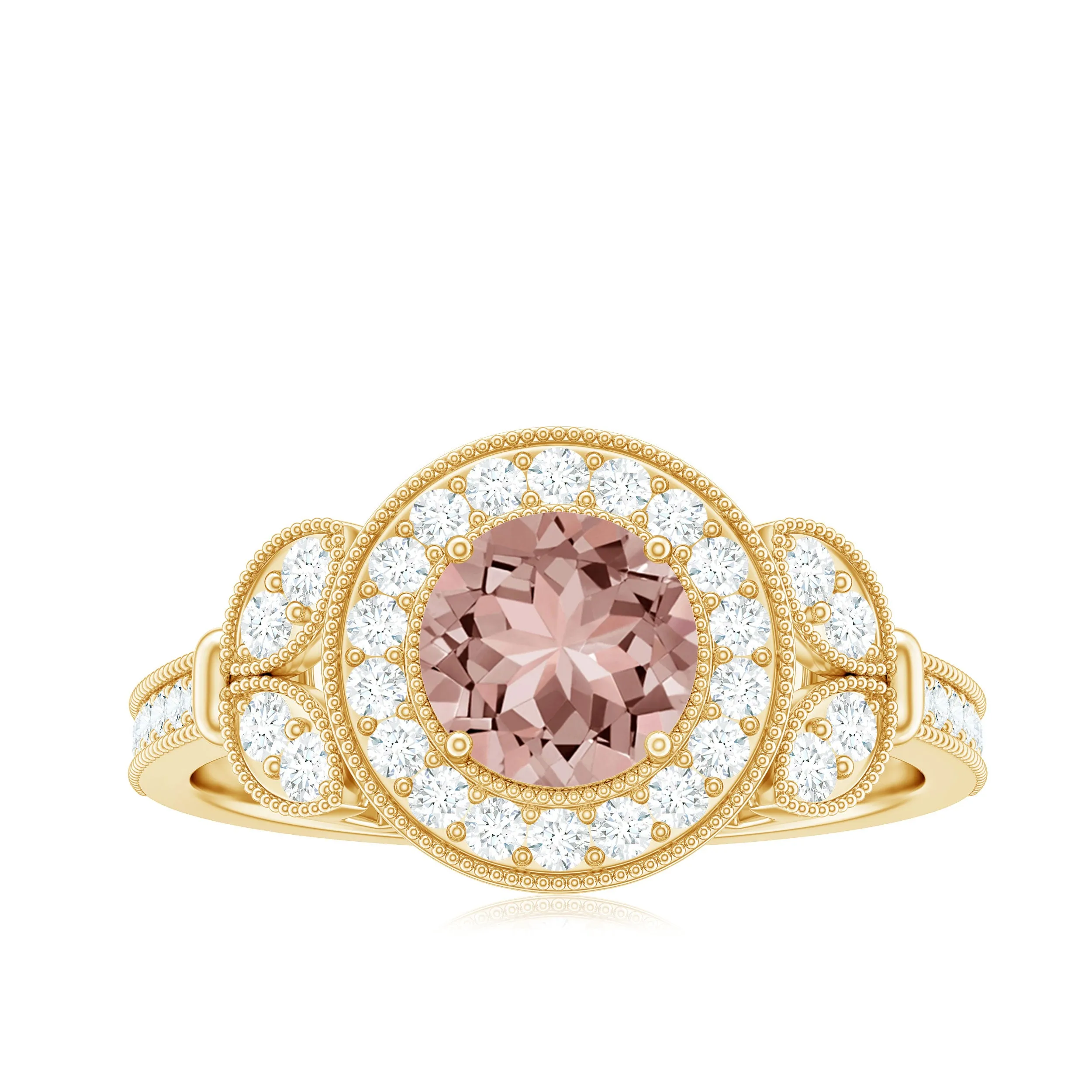 Vintage Inspired Morganite and Diamond Engagement Ring