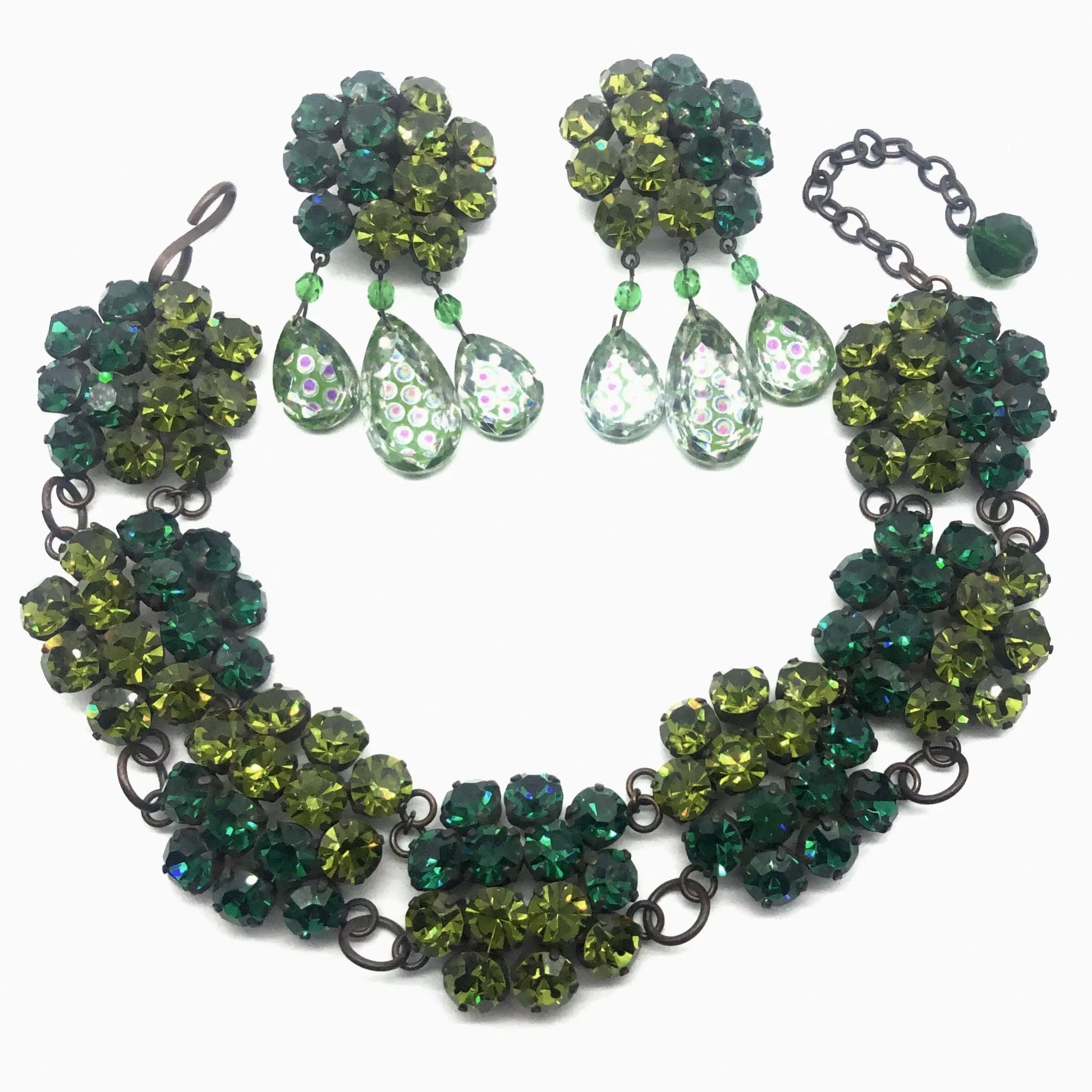 Vintage YSL Blue/Green Crystal Necklace Set